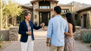 Real estate broker showing home in arizona, showing high paying job without degree